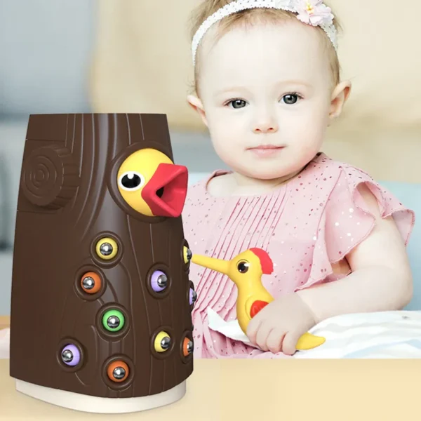 Pájaro carpintero magnético juego Montessori - Imagen 4